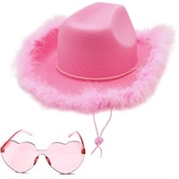 OSFM Women’s Pink Felt Fluffy Cowgirl Hat