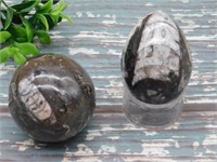 ORTHOCERAS EGG AND SPHERE ROCK STONE LAPIDARY SPEC
