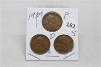 1939 P,D,S Lincoln cents