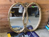 Large Double Oval Gold Frame Mirror - Bernard's