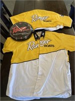 Lot of Ranger Boat Items Clock & Fishing Shirts XL