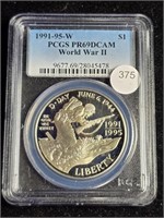 1995W WWII Commemorative One Dollar PCGS PR69DCAM
