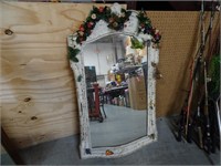 Large Vintage White Vanity Mirror with Flora