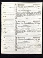 3 Stock Certificates Dayton & Western RR Co 1850s