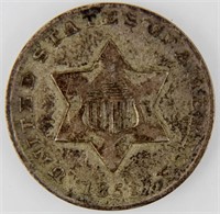 Coin 1851 Three Cent Silver Choice! Fine