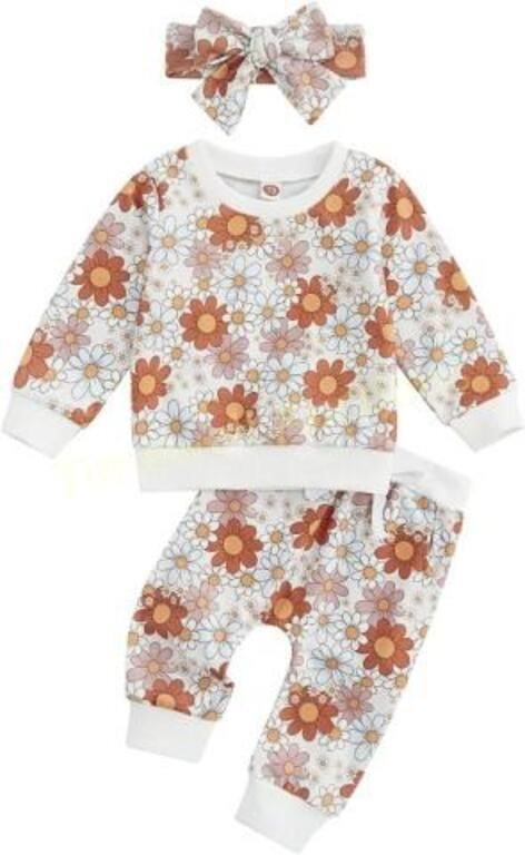 Baby Girl Flower Print Outfit 12-18 Months