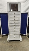 Tall White Whicker Jewlery Storage/ Organizer