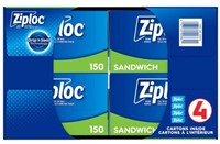 4-Pk / 150-Pc Ziploc Brand Sandwich Bags