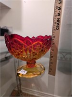 Amberina pedestal bowl vintage glassware
