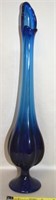 MCM Viking Blue Charcoal Art Glass Swung Vase