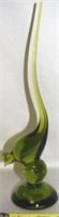 MCM Viking Green Art Glass Long Tailed Bird Figure
