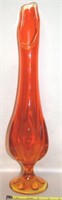 MCM Viking 6 Petal Amberina Art Glass Swung Vase