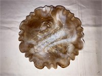Imperial Glass Caramel Swirl Bowl Rose Pattern WG