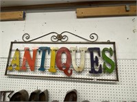 Antiques sign hand made from recycled metals