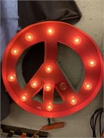 Lighted peace sign all metal