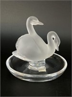 Lalique Frosted Swan Ring Tray