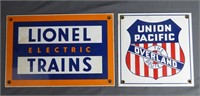 Union Pacific & Lionel Trains Porcelain Signs