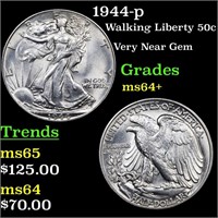1944-p Walking Liberty 50c Grades Choice+ Unc