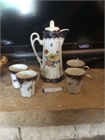 Limoges Pitcher & 4 Cups