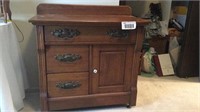 Oak commode with contents