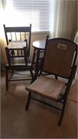 Wood stool ,wood chair ,one folding chair, and