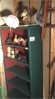 Wooden shelving unit and contents