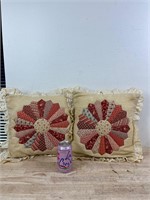Two quilted throw pillows