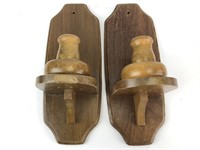Vintage Wooden Wall Hanging Candle Holders