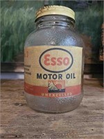 Rare Esso # 3 oil jar original paper label.