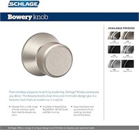 (N) Schlage F170 BWE 622 Bowery Door Knob, One Sid