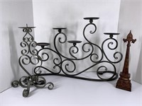 3 Pc Metal Candle Holders and Decor