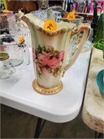 NICE FLORAL POTTERY PITCHER