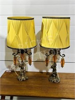 pair of vintage table lamps w/ cherub bases