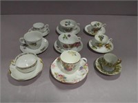 Nine Assorted Cups and Saucers