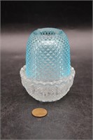 Vintage Aqua Glass Pyramid Fairy Lamp