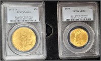 279 - 1910-D $20 COIN & 1910 $10 COINS (B23)