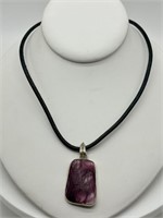 Sterling Silver Dyed Purple Shell Necklace