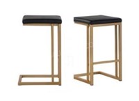 Lot of 2 Sunpan Gold Metal Bar Height Stools $500