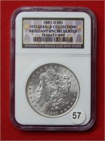 1881 O Morgan Silver Dollar NGC BU Fitzgerald Coll