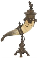 Lg. Bronze Mounted Table Horn