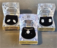 Earrings & Necklace -Cubic Zirconia in Boxes