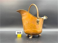 Vintage copper scuttle bucket lion hinges