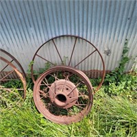 Vintage Steel Wheels - largest is approx. 26" dia.