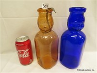 2 Coloured Cream Top Milk Bottles