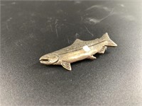 Sterling silver salmon brooch about 2.5" long, tot