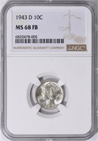 1943-D Mercury Dime NGC MS-68 FB $1450