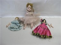 Three Vtg Dolls Longest 14" See Info