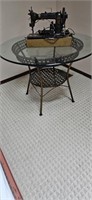 Round Glass Top Table & 4 Rattan Chairs