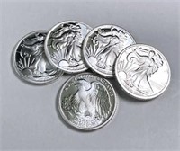 (5) 1/10oz Silver Walking Liberty Rounds BU