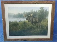 wooden framed picture of moose #2 - 31x25H